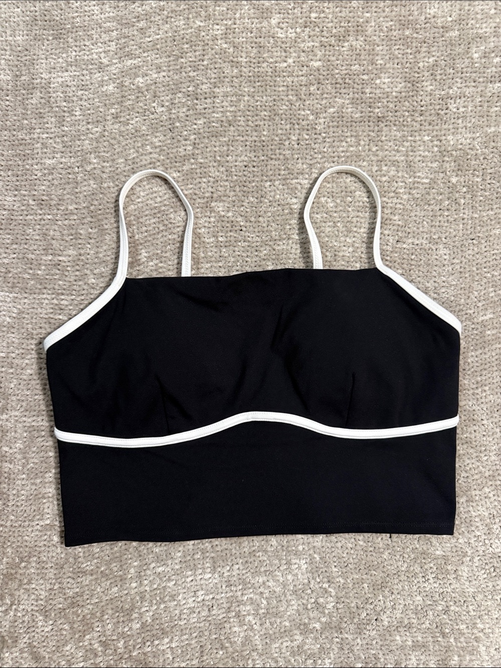 JoyLab Black Crop Tank with White Straps